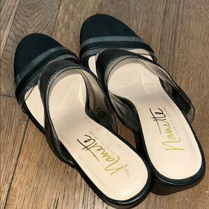Nannette Black Mules with Crossover Strap